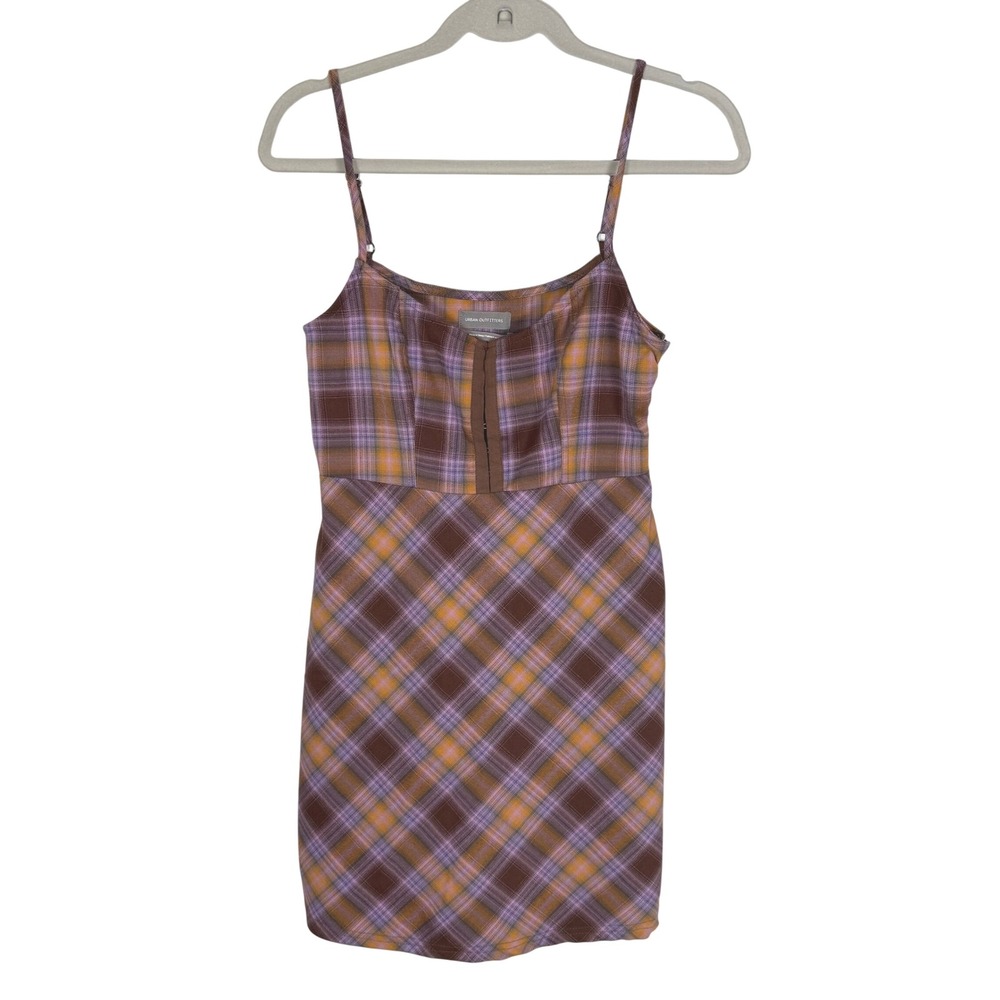 Urban Outfitters Keya Plaid Mini Dress L Dark Academia Clueless 90s Retro Preppy